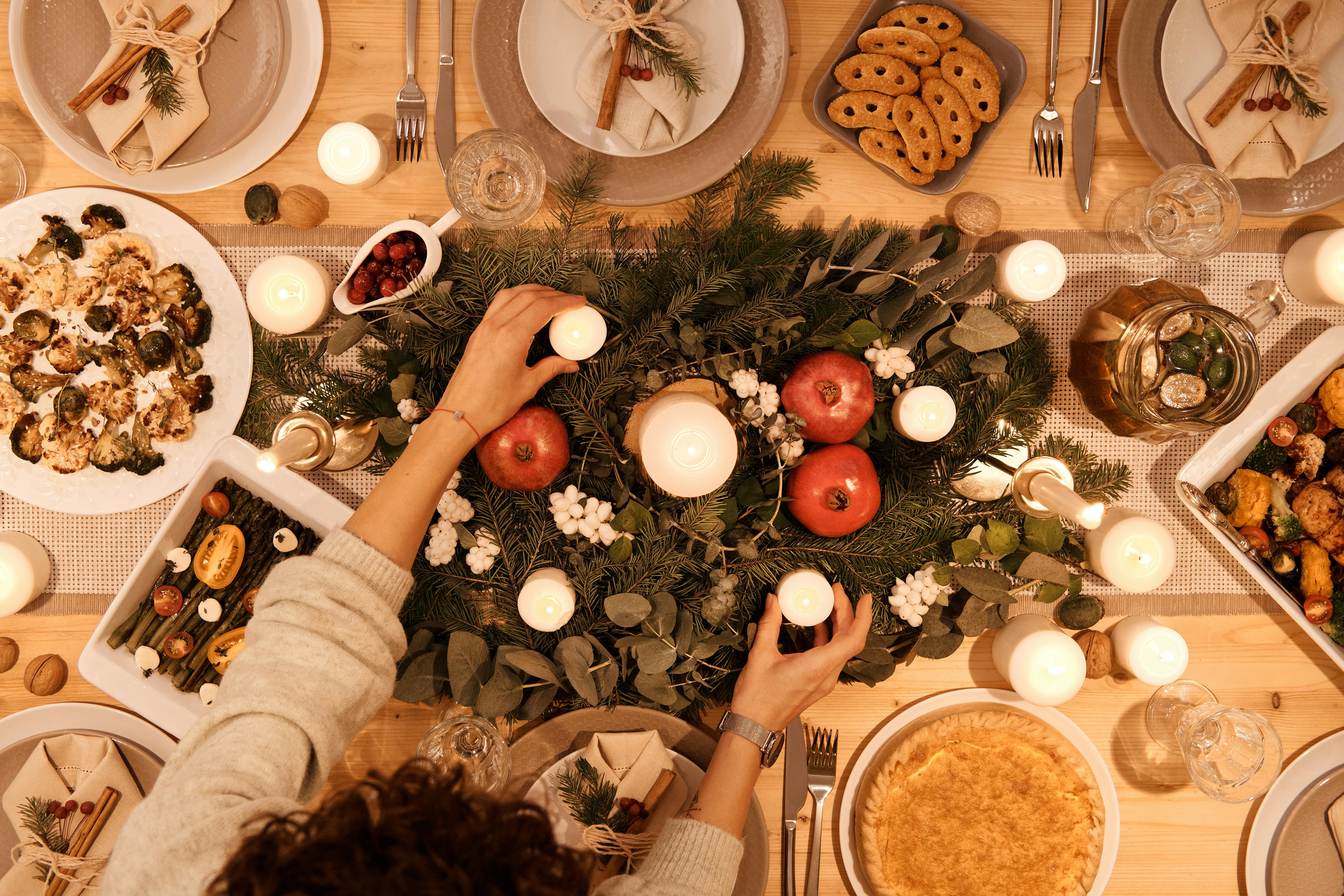 A holiday dinner table